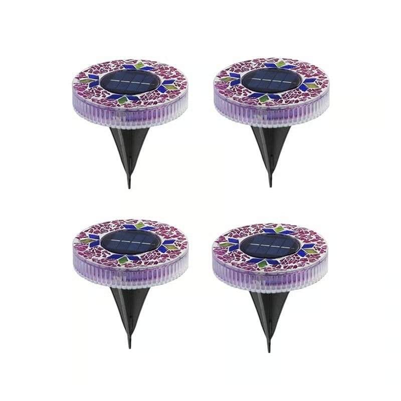 NightMosaic – Waterproof Solar Pathway Lights – Purple (4 pcs)