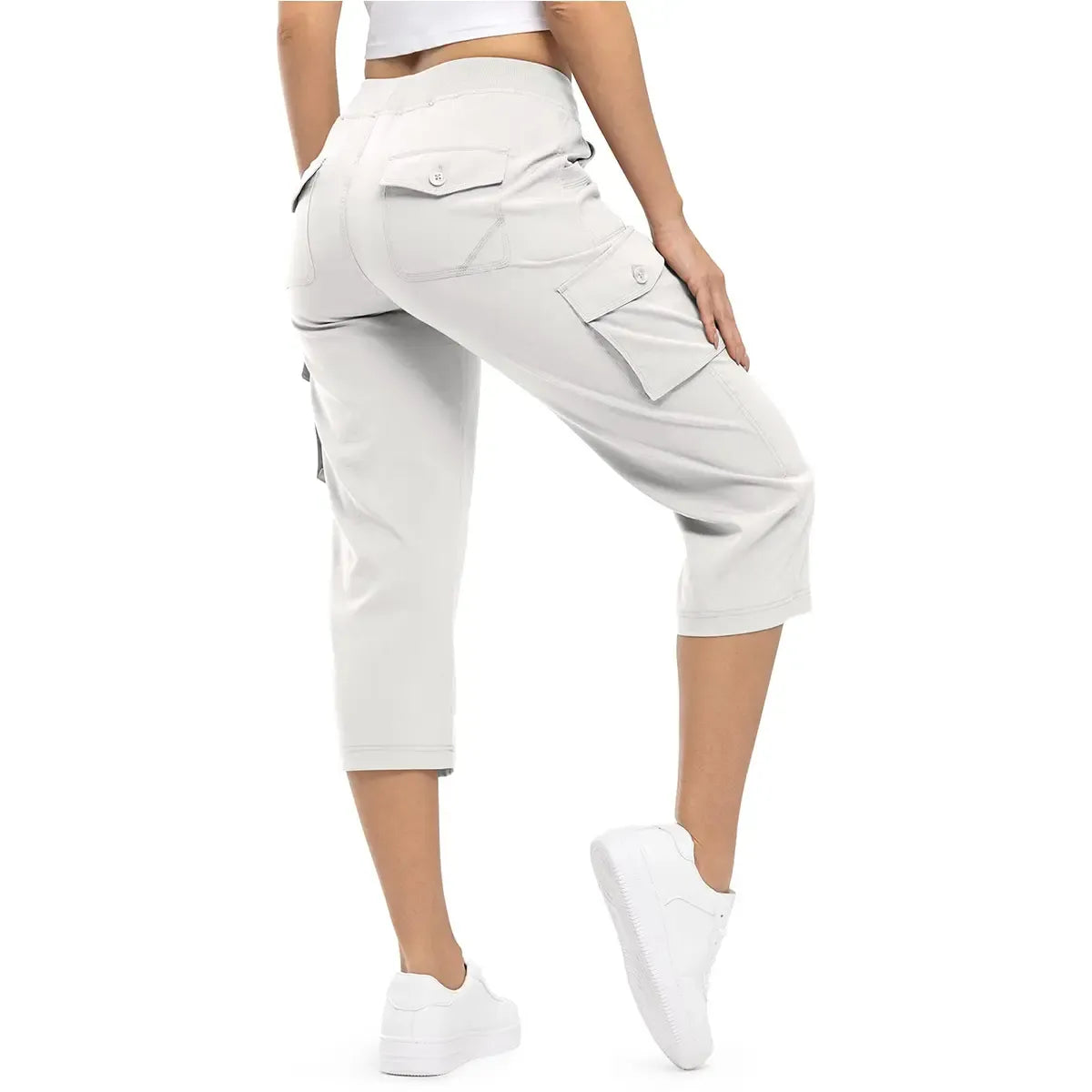 FlexCargo Capri – Active Comfort Pants – WHITE / S（US 4-6）