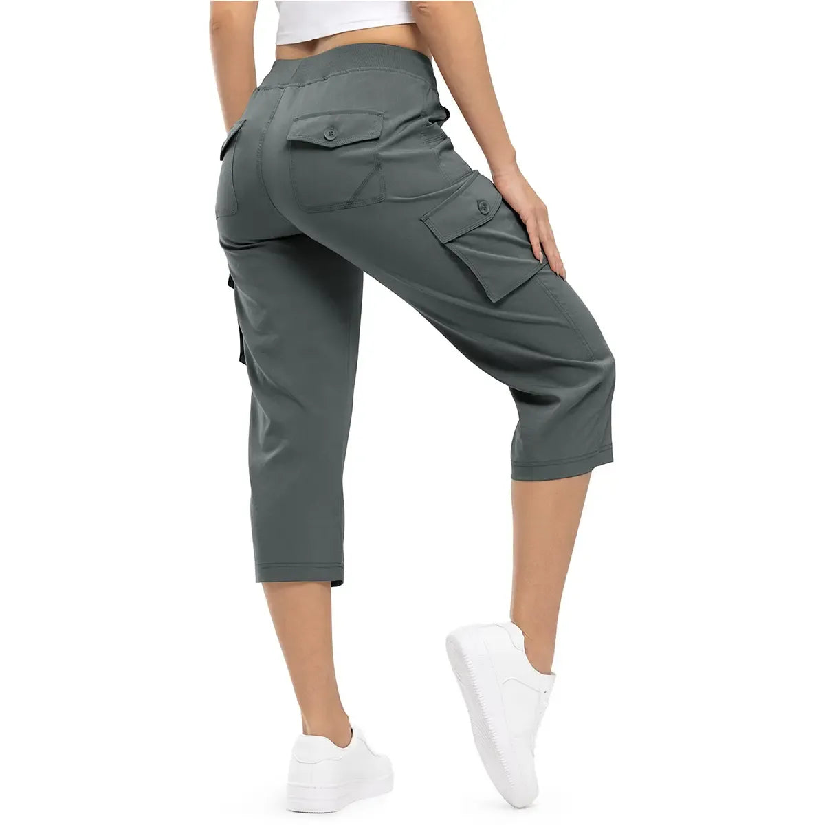 FlexCargo Capri – Active Comfort Pants – DEEP GREY / S（US 4-6）