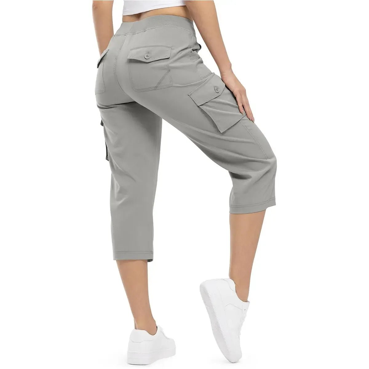 FlexCargo Capri – Active Comfort Pants – GREY / S（US 4-6）