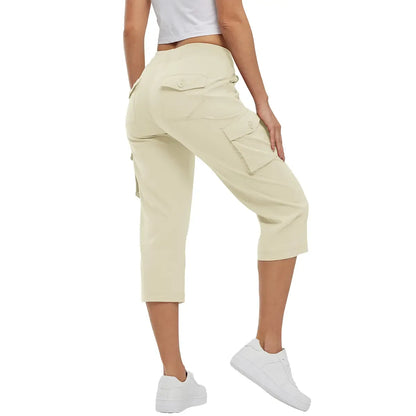 FlexCargo Capri – Active Comfort Pants – BEIGE / S（US 4-6）