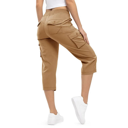FlexCargo Capri – Active Comfort Pants – DARK KHAKI / S（US 4-6）
