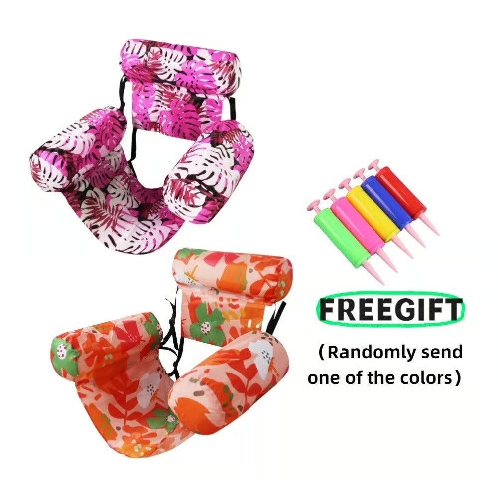 FloatEase – Comfortable Inflatable Pool Lounger Chairs – Pink+orange+1*Free pump