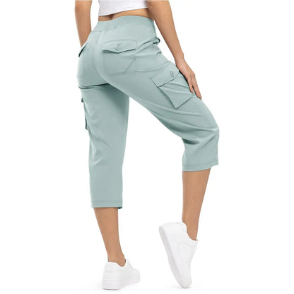 FlexCargo Capri – Active Comfort Pants – CYAN BLUE / S（US 4-6）