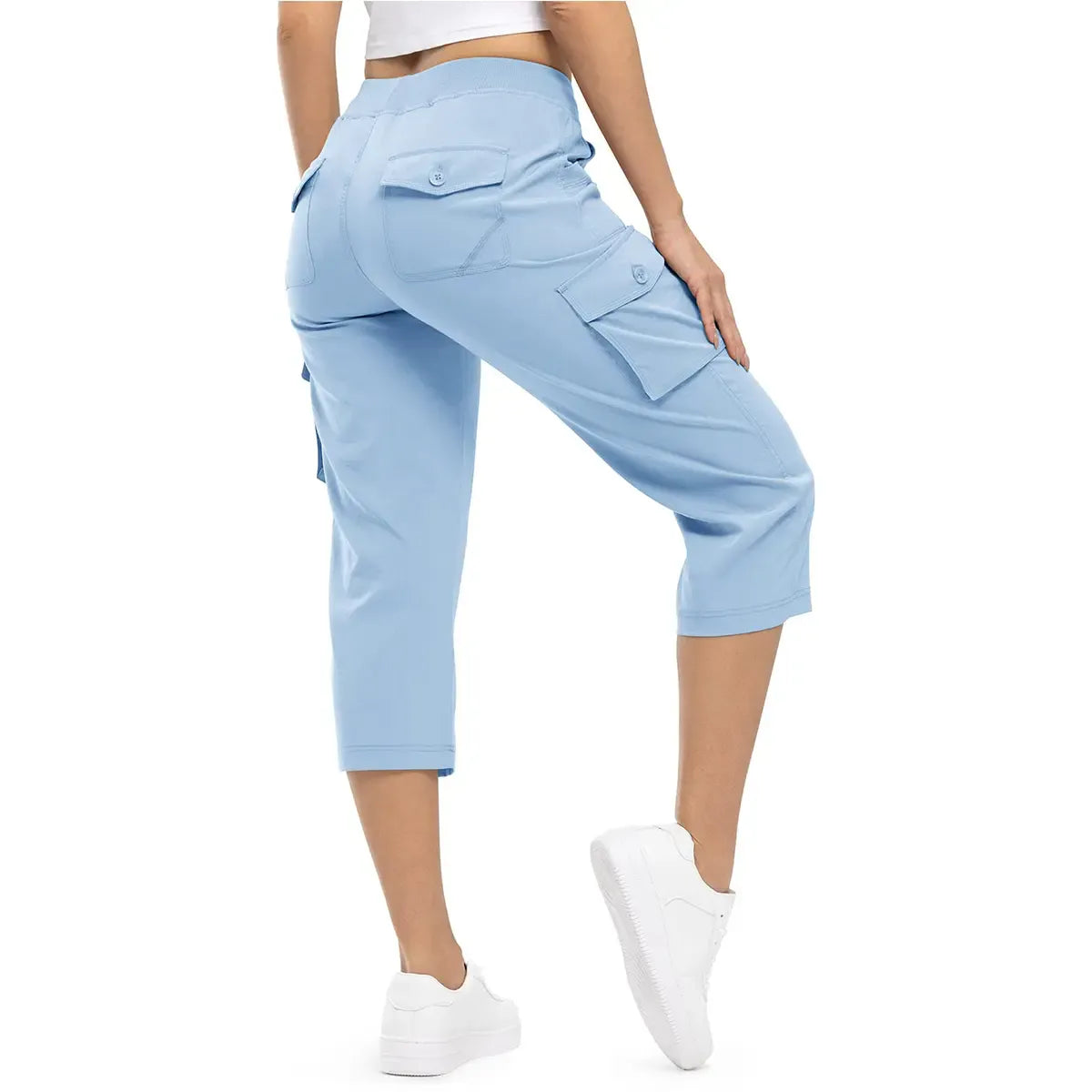 FlexCargo Capri – Active Comfort Pants – LIGHT BLUE / S（US 4-6）