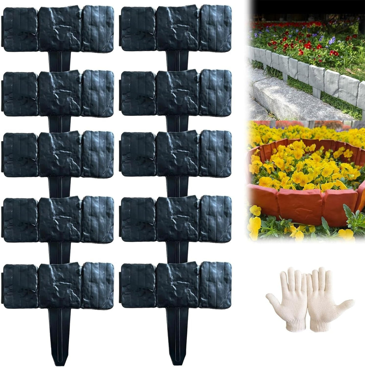 BloomBorder – Stone Style Edging System – Black / 10 pcs