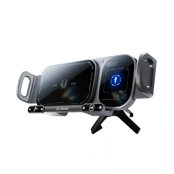 ChargeDrive – Wireless Charging Rotating Car Mount – Grey