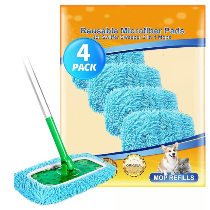 EcoSwipe – Washable Mop Pad Refill Set – Blue / 4 Mop Pads