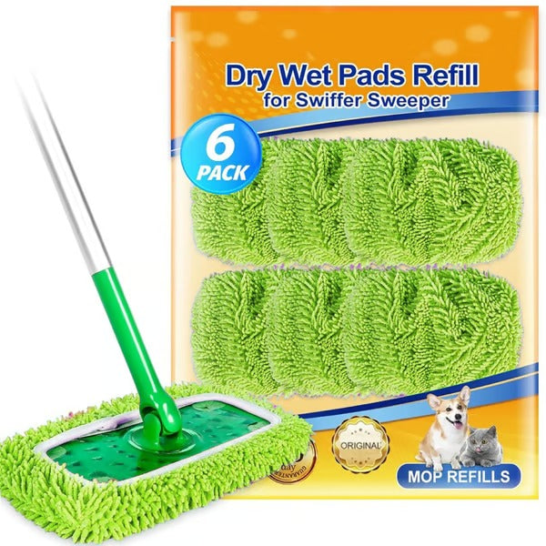 EcoSwipe – Washable Mop Pad Refill Set – Green / 6 Mop Pads