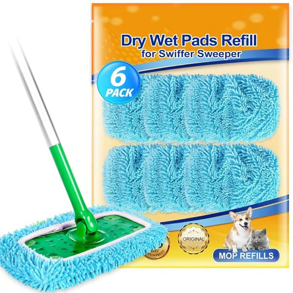 EcoSwipe – Washable Mop Pad Refill Set – Blue / 6 Mop Pads