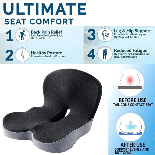 ComfyGrip – Non Slip Memory Foam Support Seat – Black&Grey