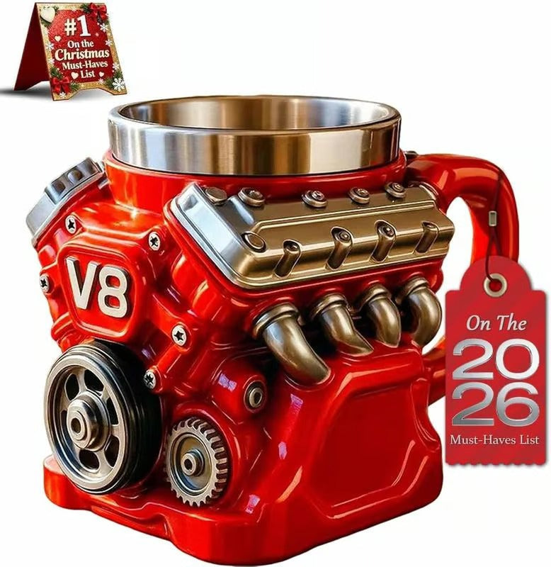 Ultimate V8 Engine Stainless Steel 3D Mug & A Gearhead's Dream