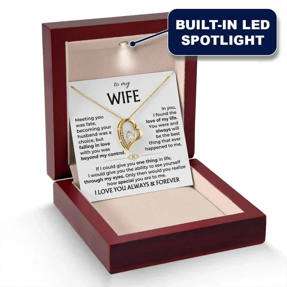 LoveNest – To My Wife Beautiful Gift Set – 18K Yellow Gold Finish / Mahogany Box with LED Light