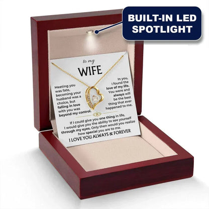 LoveNest – To My Wife Beautiful Gift Set – 18K Yellow Gold Finish / Mahogany Box with LED Light