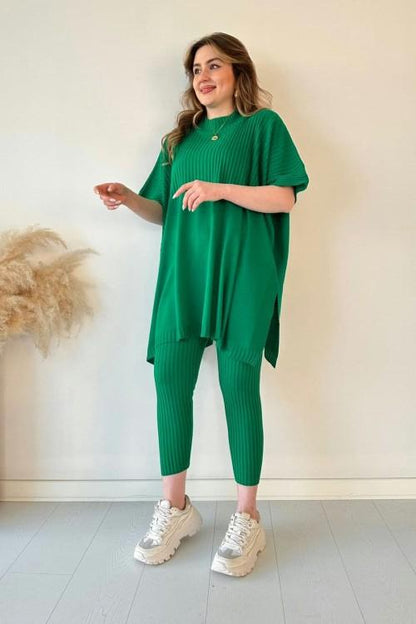 ChillChic – Effortless Casual Knit Ensemble – Green / M