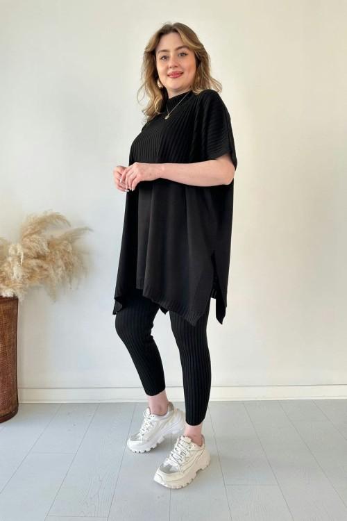 ChillChic – Effortless Casual Knit Ensemble – Black / M