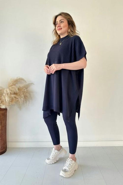 ChillChic – Effortless Casual Knit Ensemble – Dark blue / M