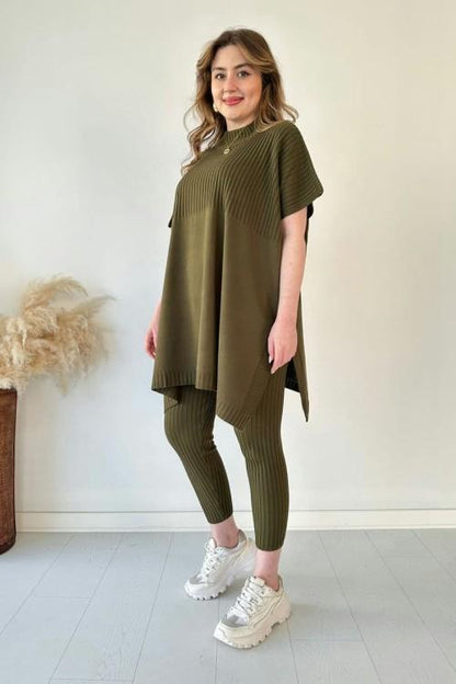 ChillChic – Effortless Casual Knit Ensemble – Olive green / M