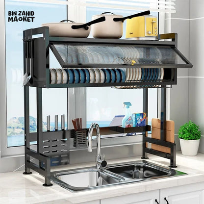 ClearNest – Transparent Kitchen Dishes Rack Cabinet – Black