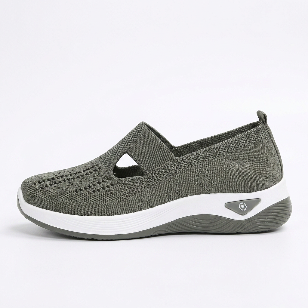 Pebble — Slip-On Walking Shoes with Rocker Sole – Olive / 34
