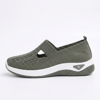 Pebble — Slip-On Walking Shoes with Rocker Sole – Olive / 34