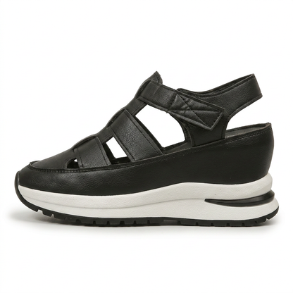 StrapLift — Platform Sneaker with Hook-and-Loop Straps – Black / 34