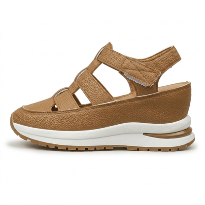StrapLift — Platform Sneaker with Hook-and-Loop Straps – Brown / 34