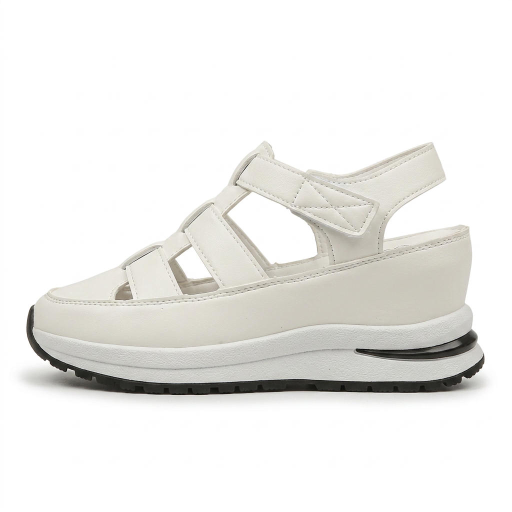 StrapLift — Platform Sneaker with Hook-and-Loop Straps – White / 34