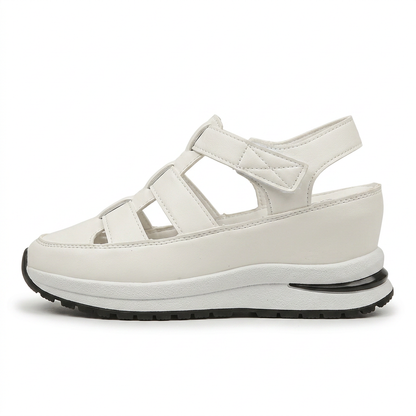StrapLift — Platform Sneaker with Hook-and-Loop Straps – White / 34