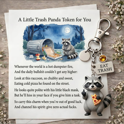 MoodPanda – Funny Trash Panda Keychain – Middle Finger / January