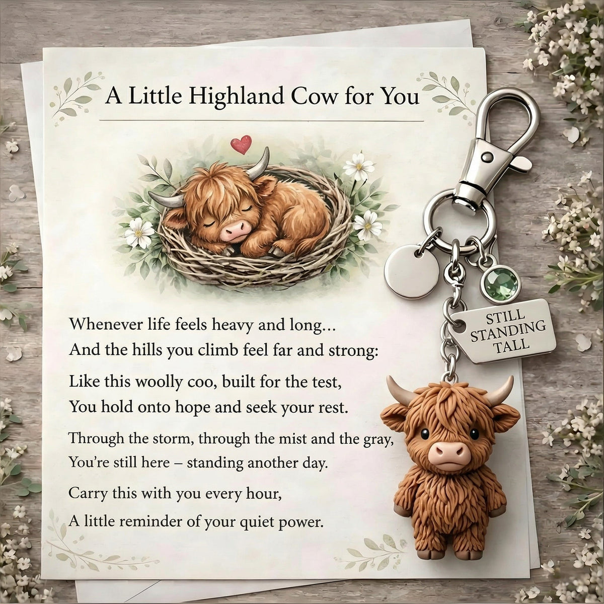 VistaCattle – Meaningful Highland Cow Gift Keychain – A / January