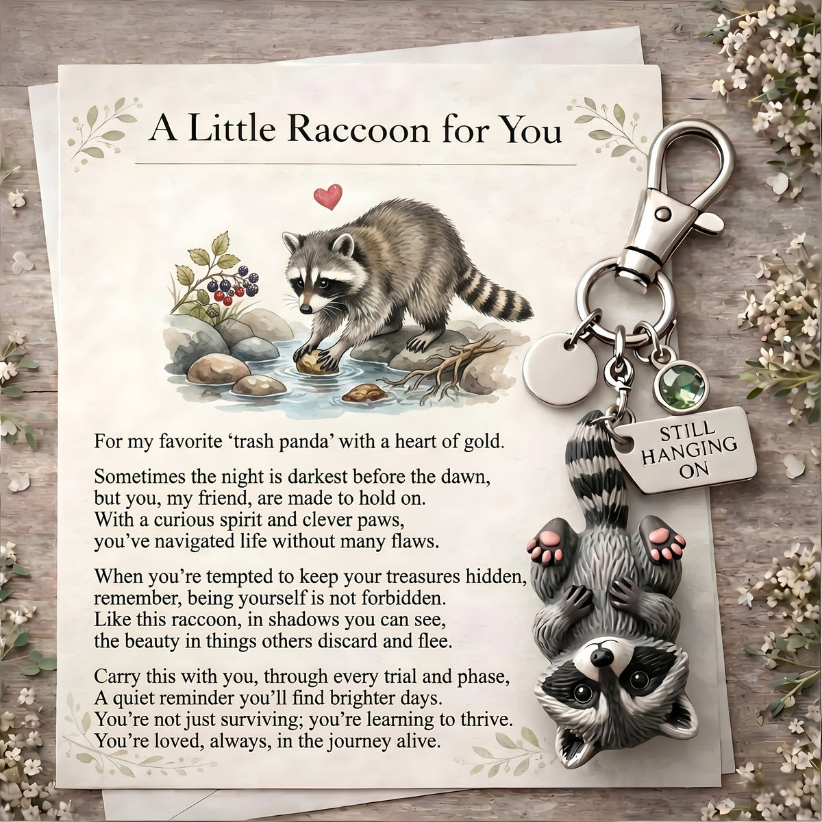 MoodPanda – Funny Trash Panda Keychain – Classic / January