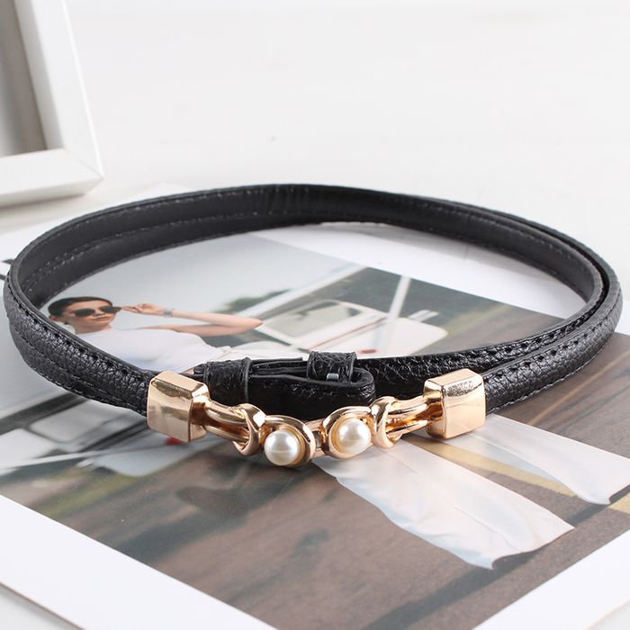 BellaWaist – Pearl Buckle Fashion Belt for Women – Black / Buy 1