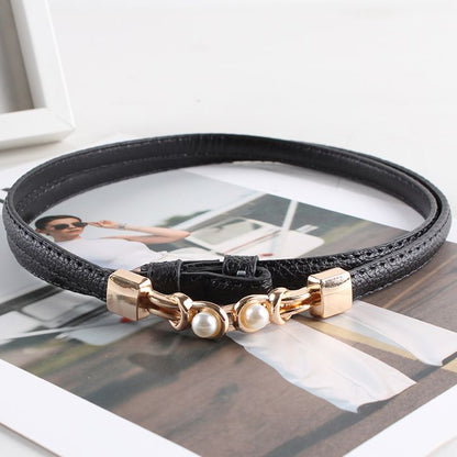 BellaWaist – Pearl Buckle Fashion Belt for Women – Black / Buy 1