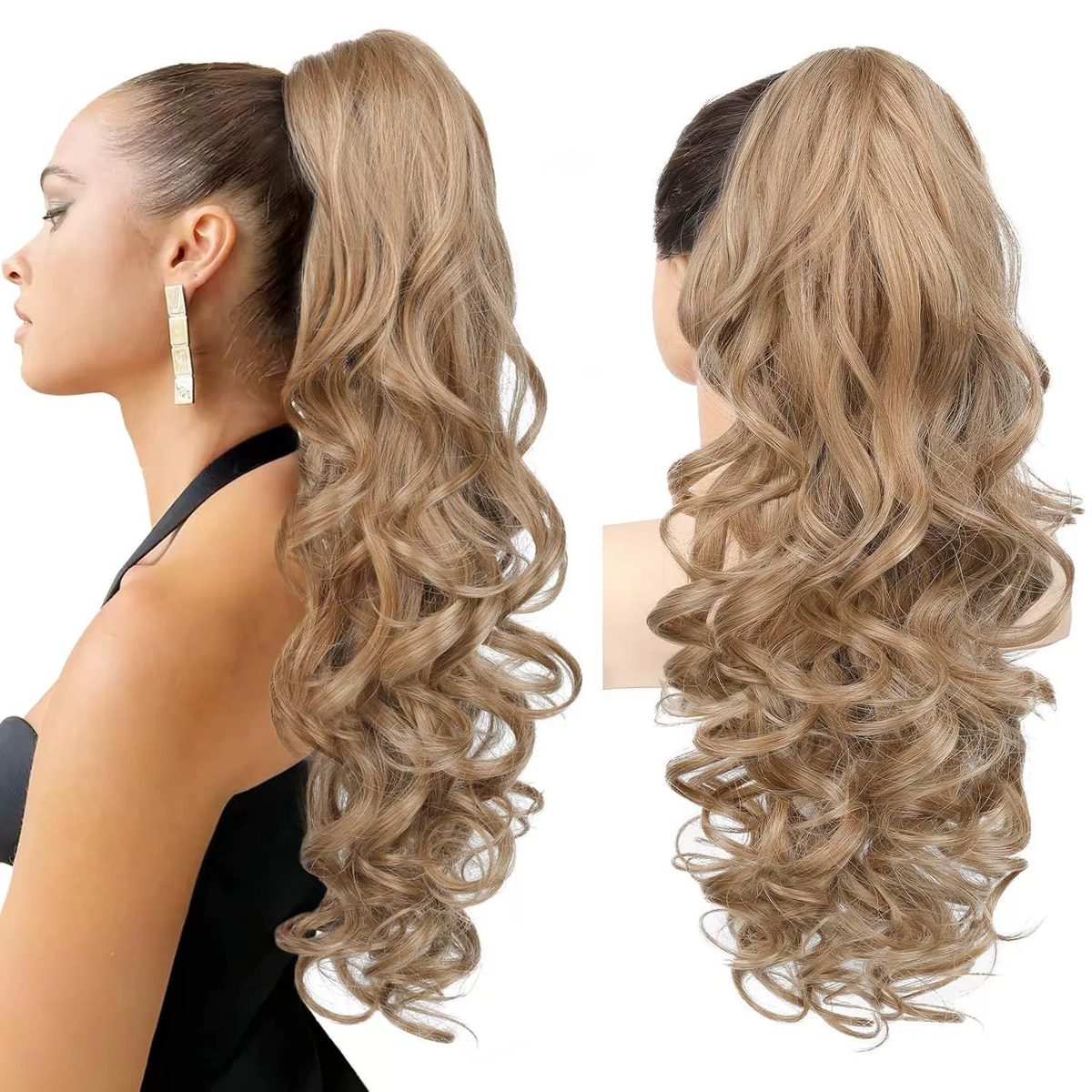 LunaLocks – Glamorous Wave Ponytail Extension – Dark Blonde / No comb