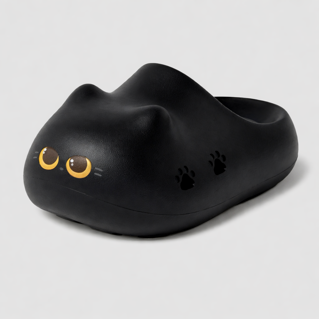 PawlyPrints - Cat Paw Print Slippers – Black / 36