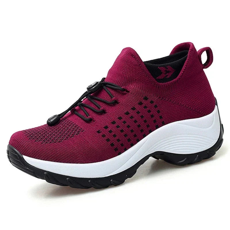 Ortho Relief™ • Orthopedic comfort sneakers for women – Wine Red/Black / 35