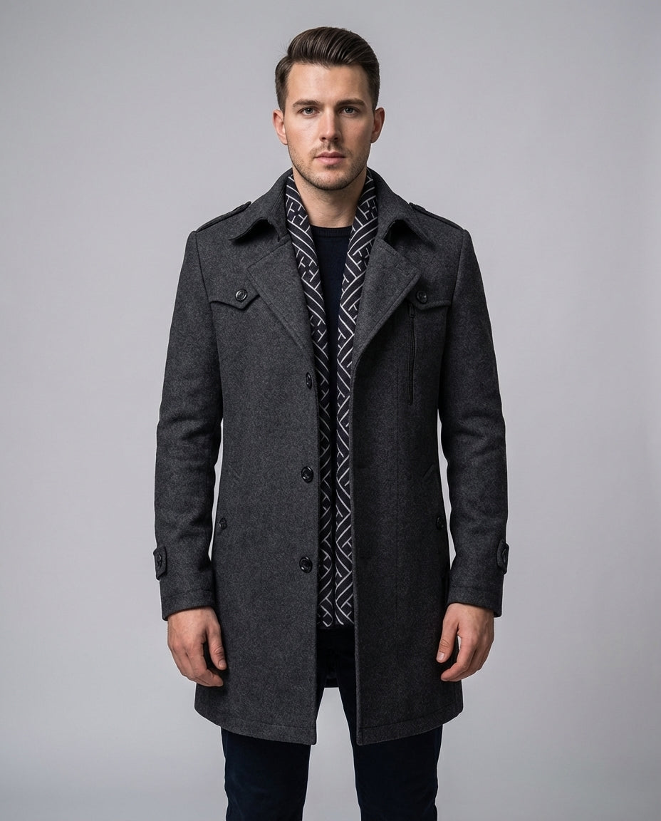 Kingsley™ Wool Jacket – Timeless British wool jacket for refined winter wear – Charcoal Grey / S