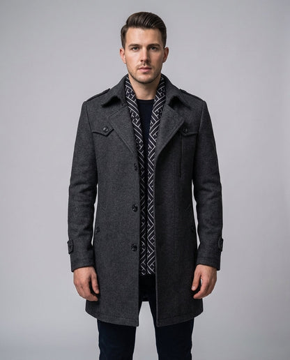 Kingsley™ Wool Jacket – Timeless British wool jacket for refined winter wear – Charcoal Grey / S