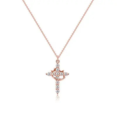 RoyalFaith – Crown Cross Necklace – Rose Gold