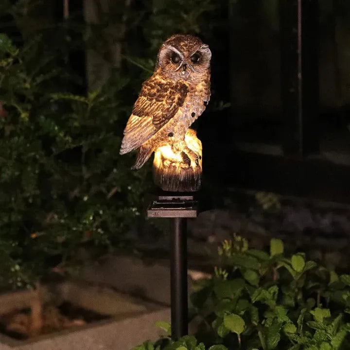 OwlShine – Solar-Powered Garden Owl Light – Brown / Buy 1