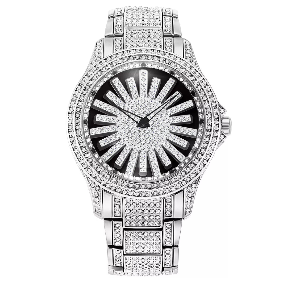 CrownElite – Luxury Rotating Diamond Style Watch – Silver