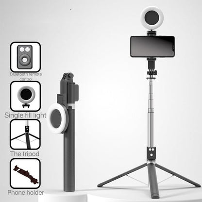 BrightCapture – Selfie Stick & Tripod Combo – Black / Single Fill Light