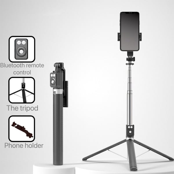 BrightCapture – Selfie Stick & Tripod Combo – Black / No Fill Light