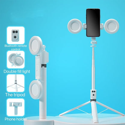 BrightCapture – Selfie Stick & Tripod Combo – White / Double Fill Lights