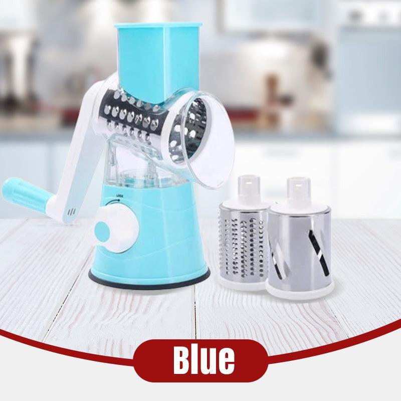 SliceForge – Multifunctional Manual Rotary Grater & Chopper – Blue