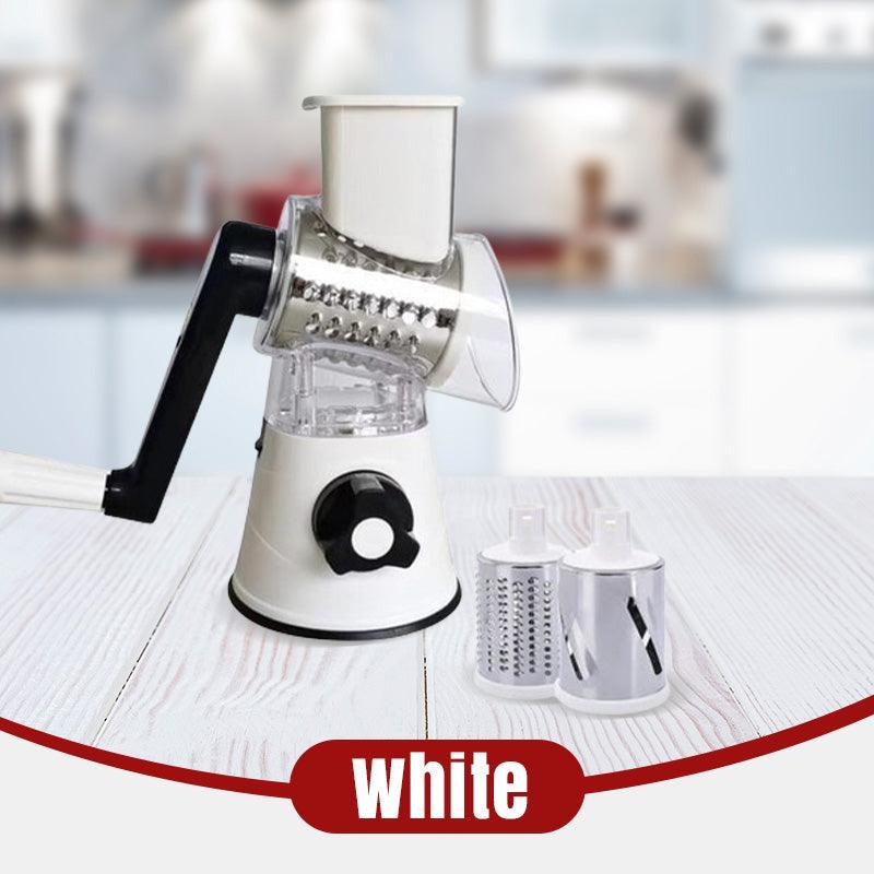 SliceForge – Multifunctional Manual Rotary Grater & Chopper – White