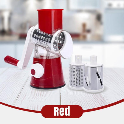 SliceForge – Multifunctional Manual Rotary Grater & Chopper – Red