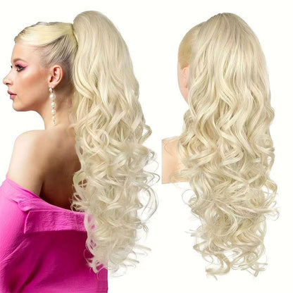 LunaLocks – Glamorous Wave Ponytail Extension – Light Blonde / No comb