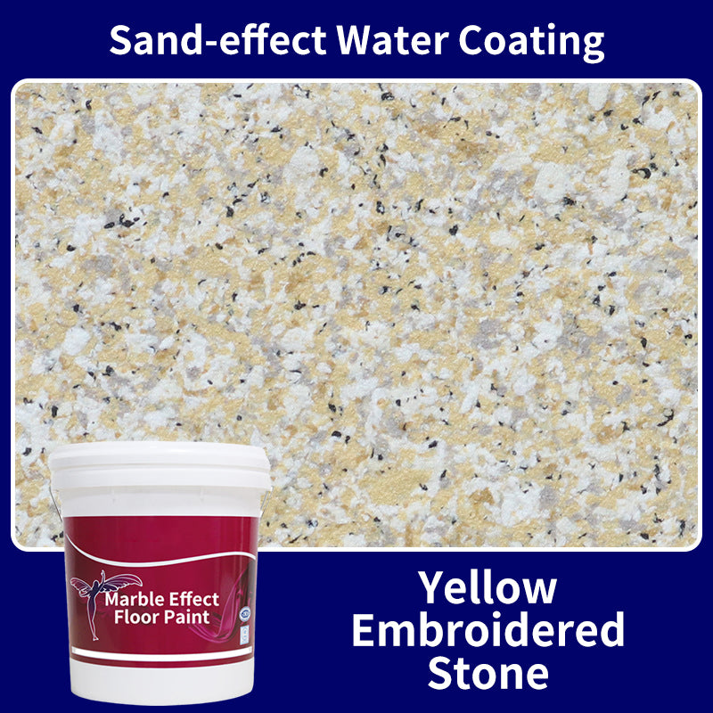 CrystalCoat – Premium Epoxy Floor Finish – (Sand-effect Water Coating) Yellow Embroidered Stone / 1 Barrel